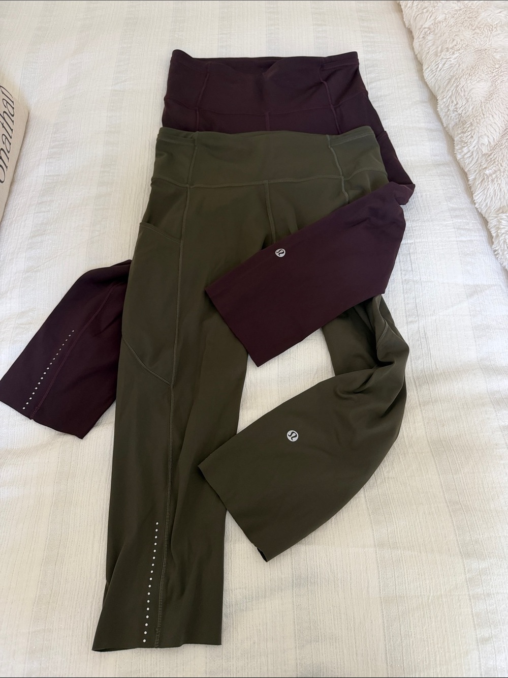 lululemon athletica Olive Green & Plum High-Rise Leggings